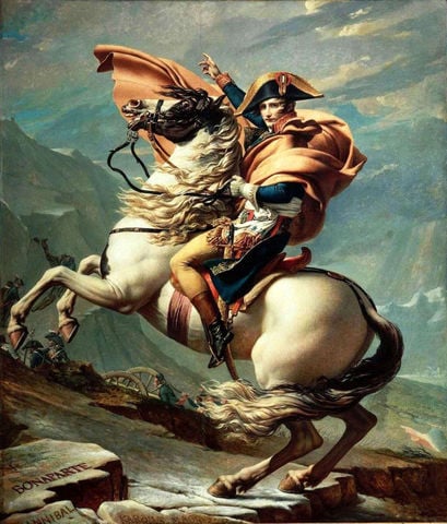 Bonaparte Crossing the Alps at Grand-Saint-Bernard by Jacques-Louis David 1801 (8.5' x 7.25')