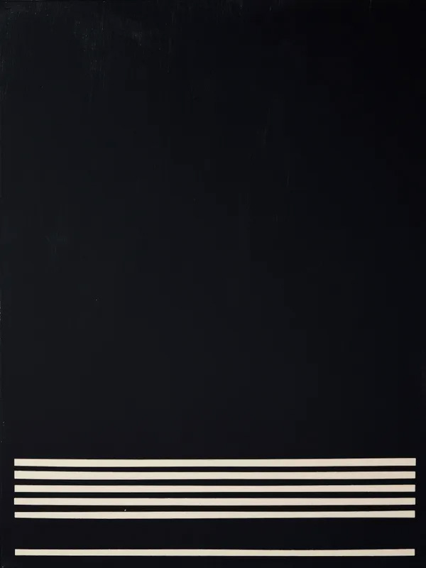 black minimal painting with white lines