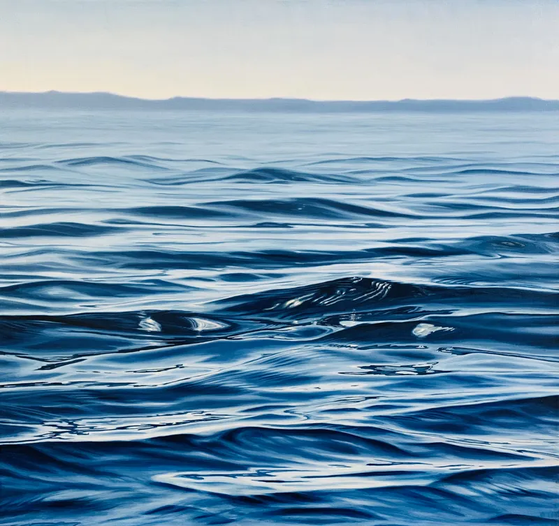 oil painting of blue ocean 